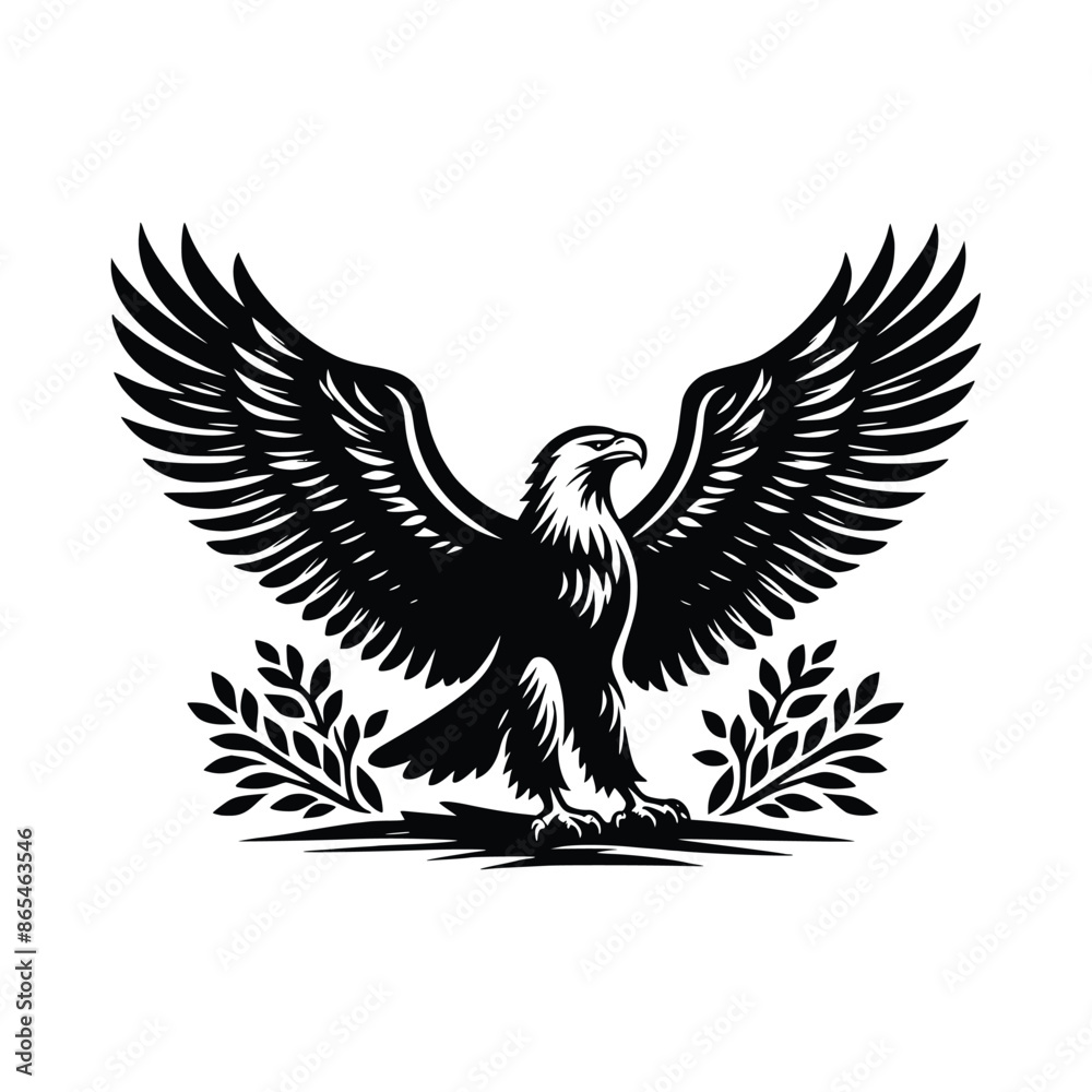 Eagle vector emblem black on white background Eagle vector emblem black on white background