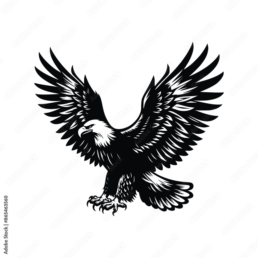 Obraz premium Eagle vector emblem black on white background