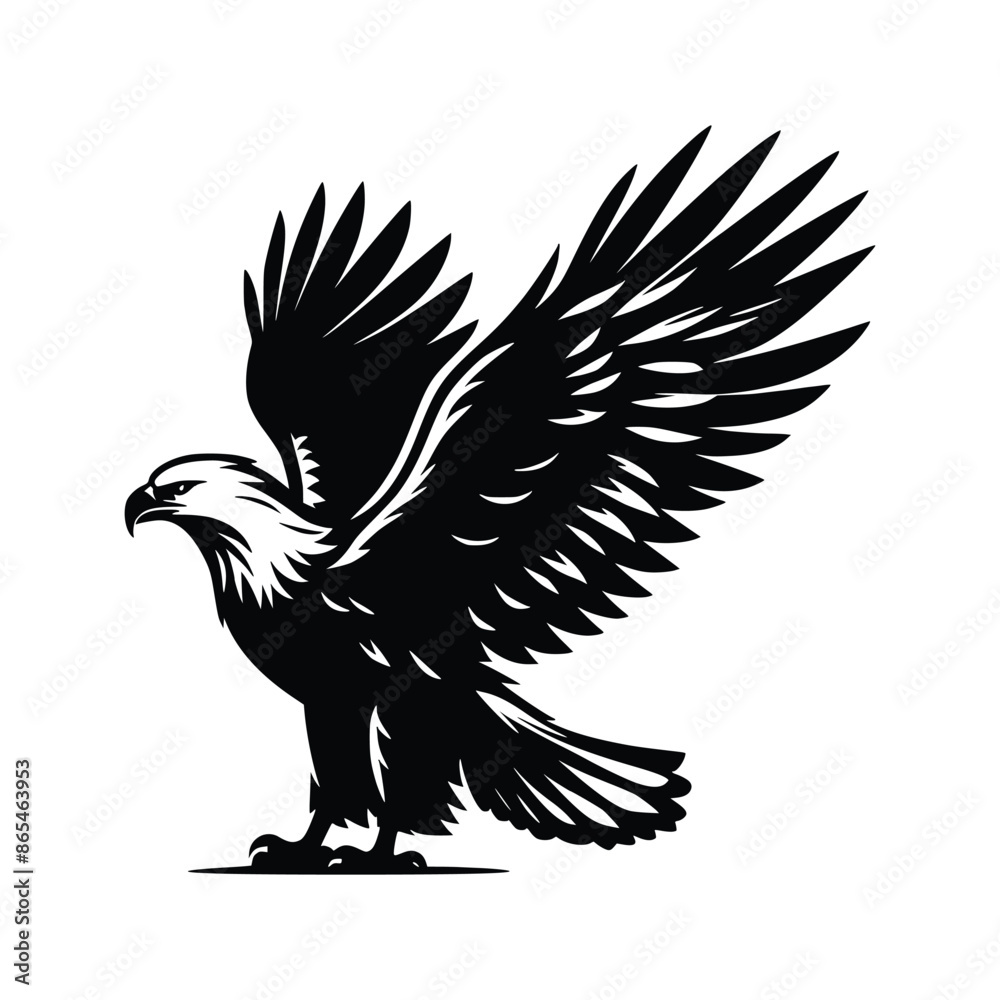 Obraz premium Eagle vector emblem black on white background