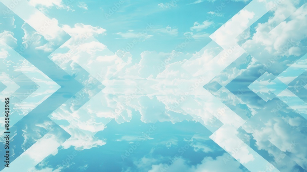 Abstract Blue Sky and Clouds with Geometric Arrows - Conceptual Background for Business & Technology Abstract Blue Sky and Clouds with Geometric Arrows - Conceptual Background for Business & Technology