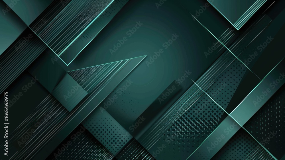 Obraz premium Line and geometric graphic background, dark mint color and silver, vector illustration. Background image 