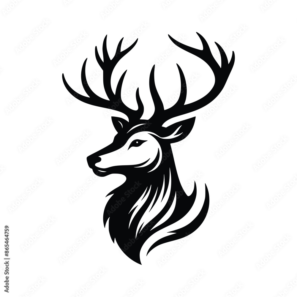 deer vector illustration, Graphic black silhouettes of wild deer deer vector illustration, Graphic black silhouettes of wild deer