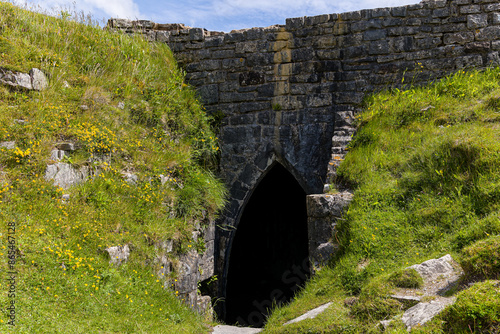 Entrance to the only surviving room of Morlais Castle near Merthyr Tydfil, Wales photo