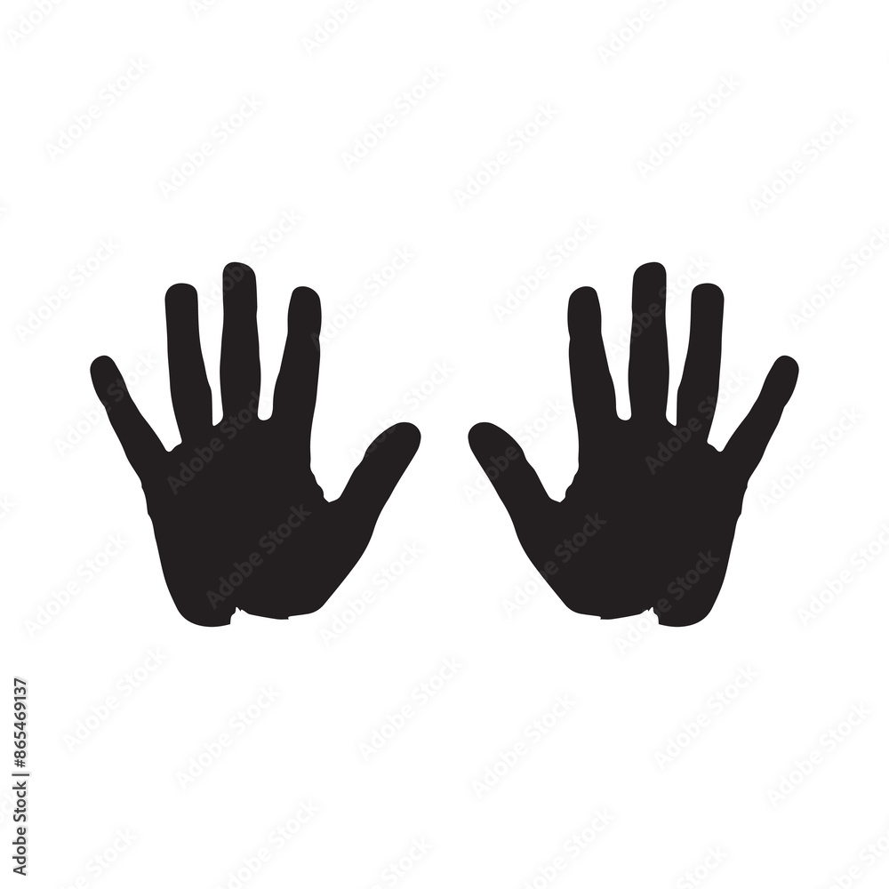 Black hand right and left human icon concept print design. Black hand right and left human icon concept print design.