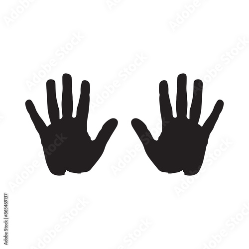 Black hand right and left human icon concept print design.