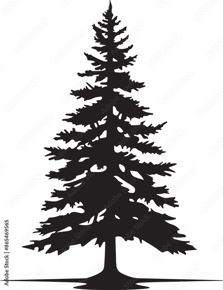 Pine Tree Silhouette Vector Illustration White Background Pine Tree Silhouette Vector Illustration White Background