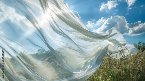 A playful breeze tosses the fabric up and down creating a game of peekaboo with the suns warm rays.