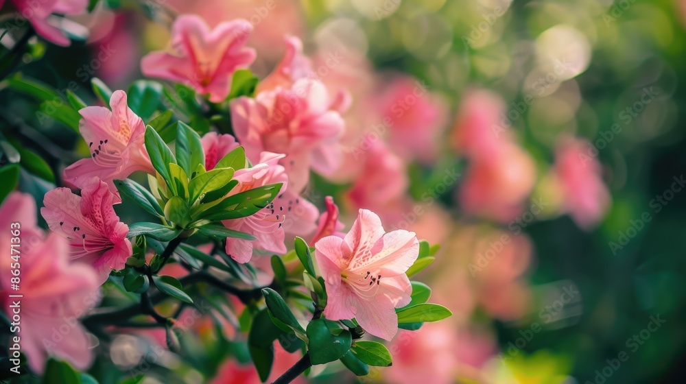Beautiful pink flowers blooming in spring garden