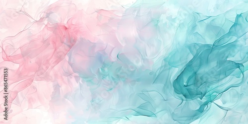 A watercolor smear in pastel turquoise and blush pink, with smooth, flowing transitions and soft, organic shapes