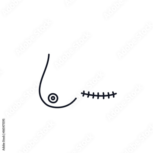 Mastectomy logo sign icon Female human form illustrated with the scars Hand drawn ink sketch Human rights concept Doodle design style Print for medical educational card banner poster cover book ad