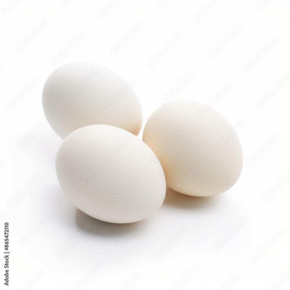 Three Fresh Eggs on White Background Three Fresh Eggs on White Background