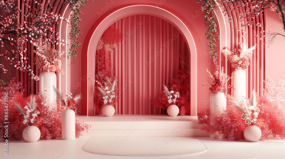 3D rendering backdrop classic empty podium for wedding on decoration and background classic 3D rendering backdrop classic empty podium for wedding on decoration and background classic