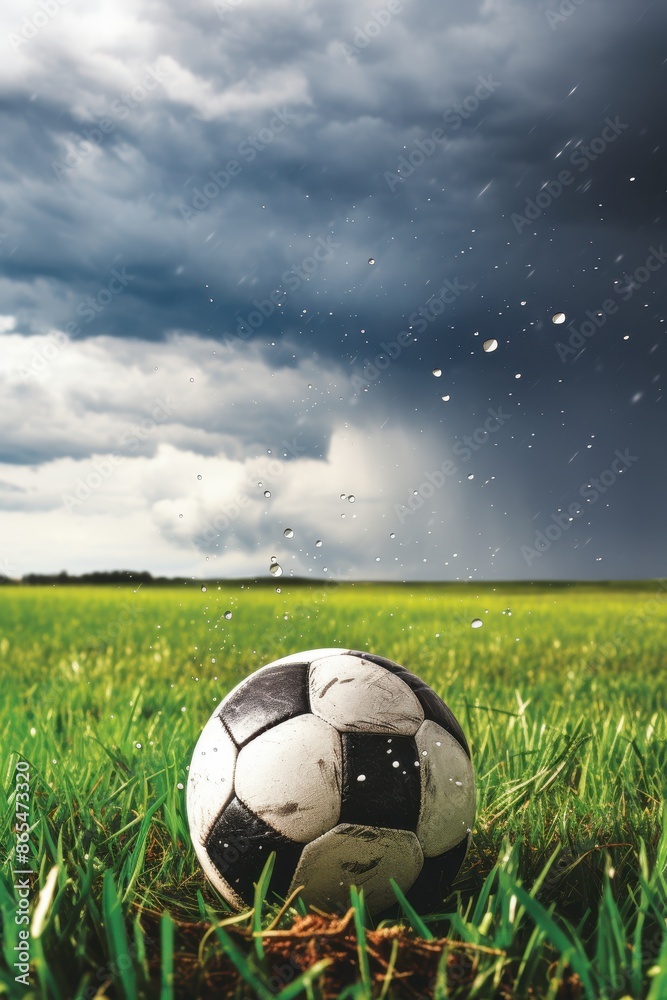 Naklejka premium Soccer match delayed