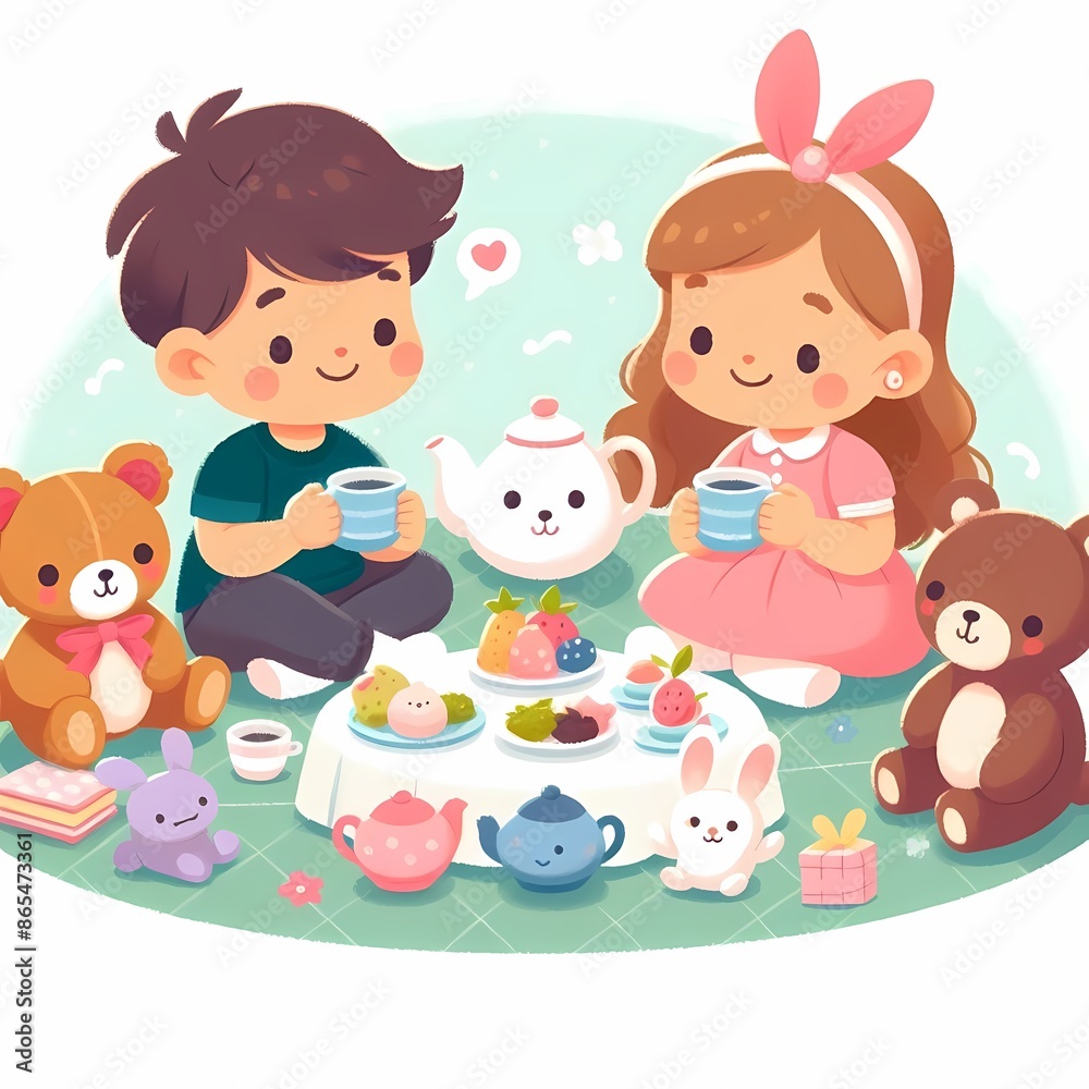Children playing vector illustration isolated on a white background Children playing vector illustration isolated on a white background