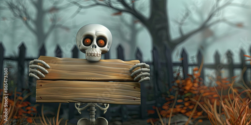 Halloween Skeleton Holding ...