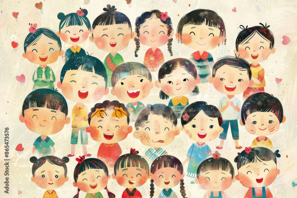 A Childrens Day poster featuring many happy A Childrens Day poster featuring many happy