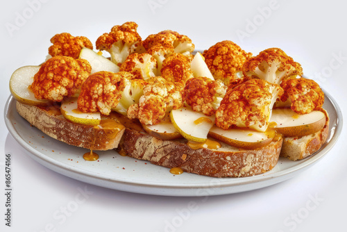 Delicious Cauliflower Melt with Smoked Paprika and Pear Slices