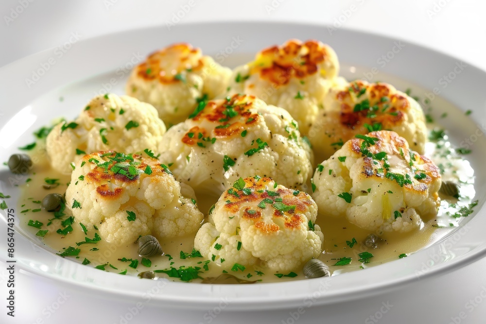 Delicious Vegetarian Cauliflower Piccata with Fresh Parsley and Capers Delicious Vegetarian Cauliflower Piccata with Fresh Parsley and Capers