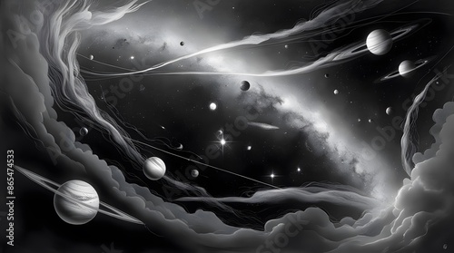 The Andromeda Galaxy depicted in digital art, set in the farthest reaches of the cosmos photo