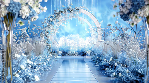 3D rendering backdrop classic empty podium for wedding on decoration and background classic