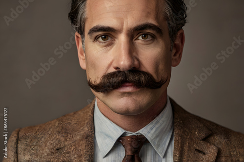 Well Groomed man With a long mustache  photo