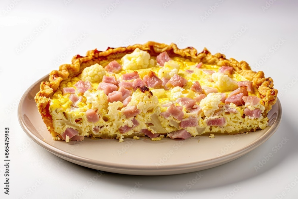 Creamy Cauliflower and Ham Crustless Quiche Dish Creamy Cauliflower and Ham Crustless Quiche Dish