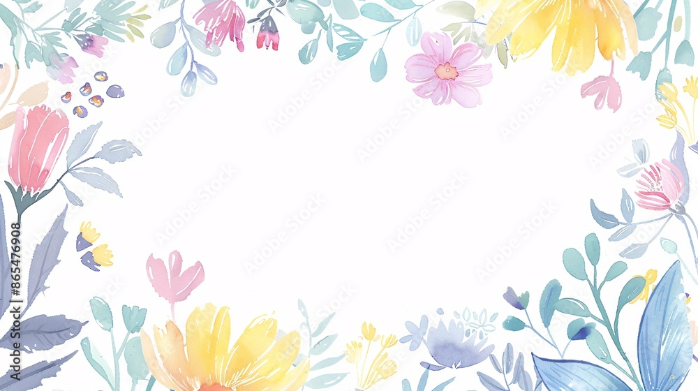 Floral Wreath, Crayon Illustration Floral Wreath, Crayon Illustration