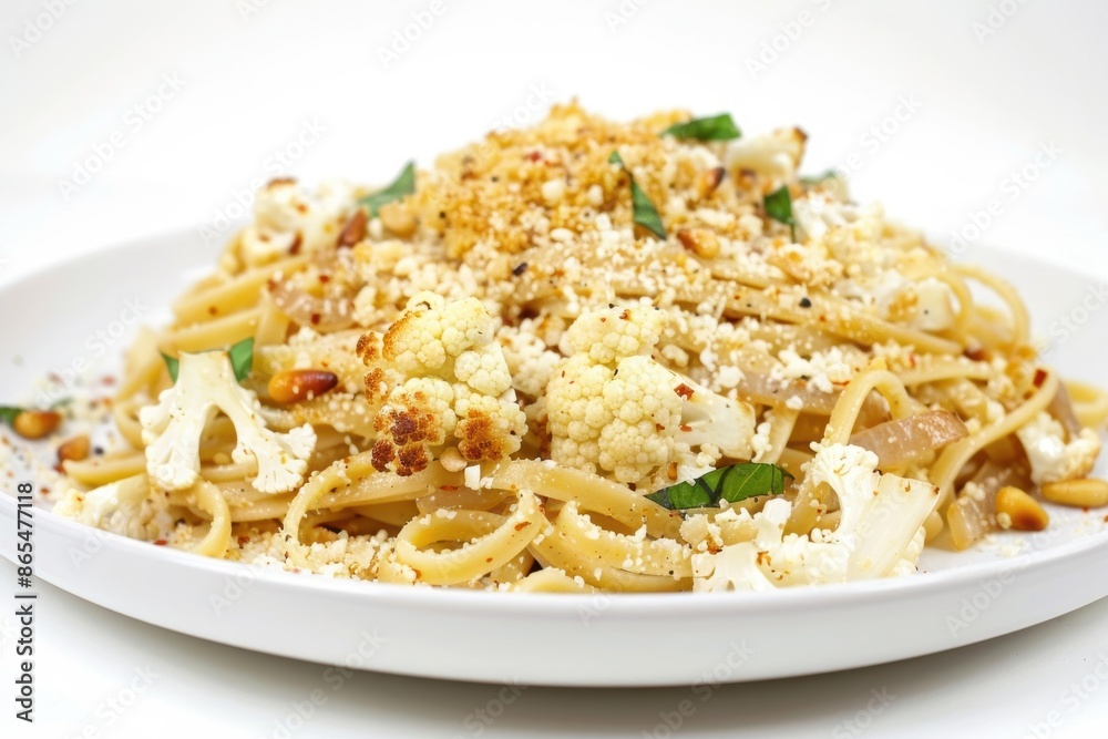 Nutty Parmesan-topped linguine with roasted cauliflower and crispy onions Nutty Parmesan-topped linguine with roasted cauliflower and crispy onions