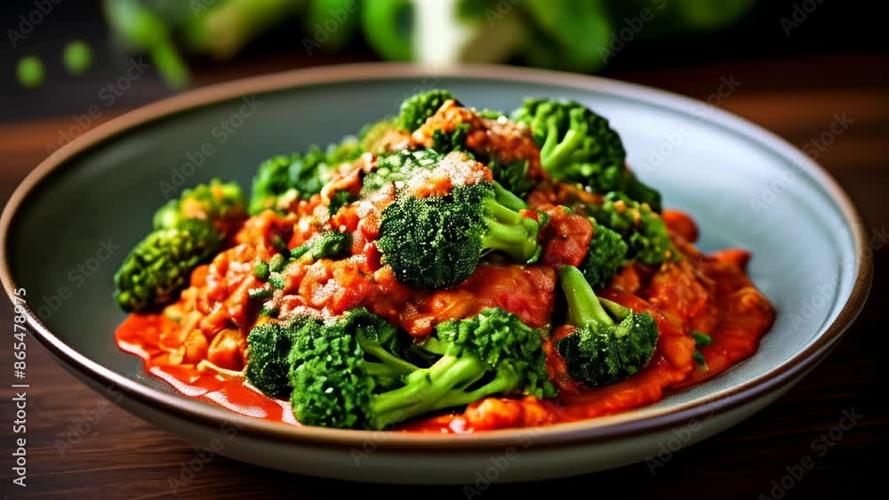 Deliciously vibrant broccoli dish ready to be savored Deliciously vibrant broccoli dish ready to be savored