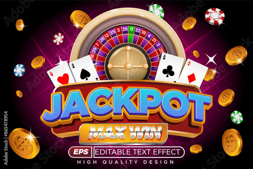 Editable 3D text effect jackpot max win