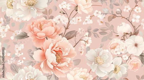 Delicate Peach and White Floral Pattern
