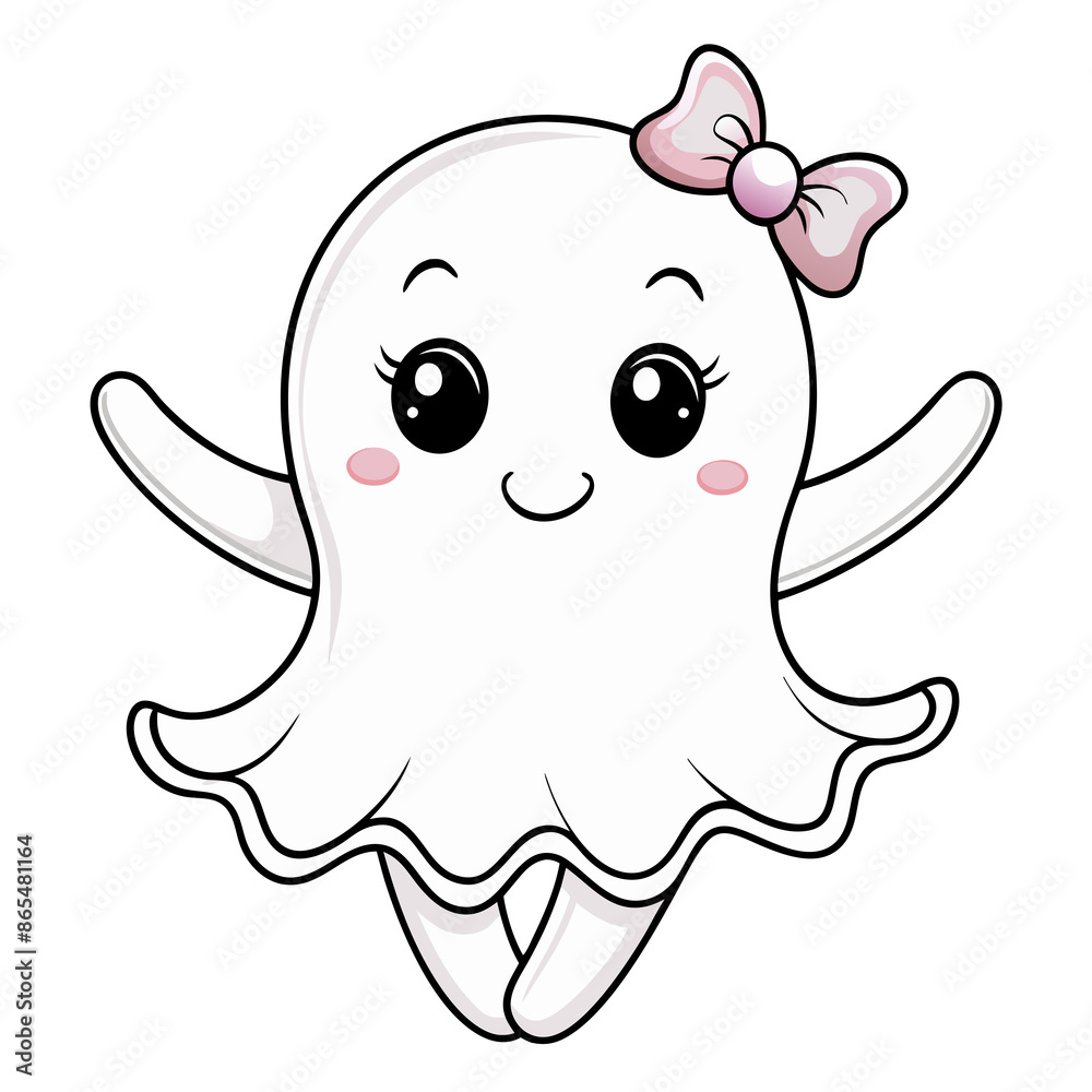 white kawaii ghost in witch hat with bow white kawaii ghost in witch hat with bow