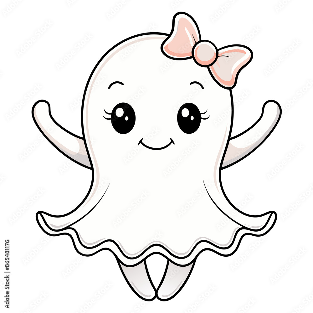 white kawaii ghost in witch hat with bow white kawaii ghost in witch hat with bow