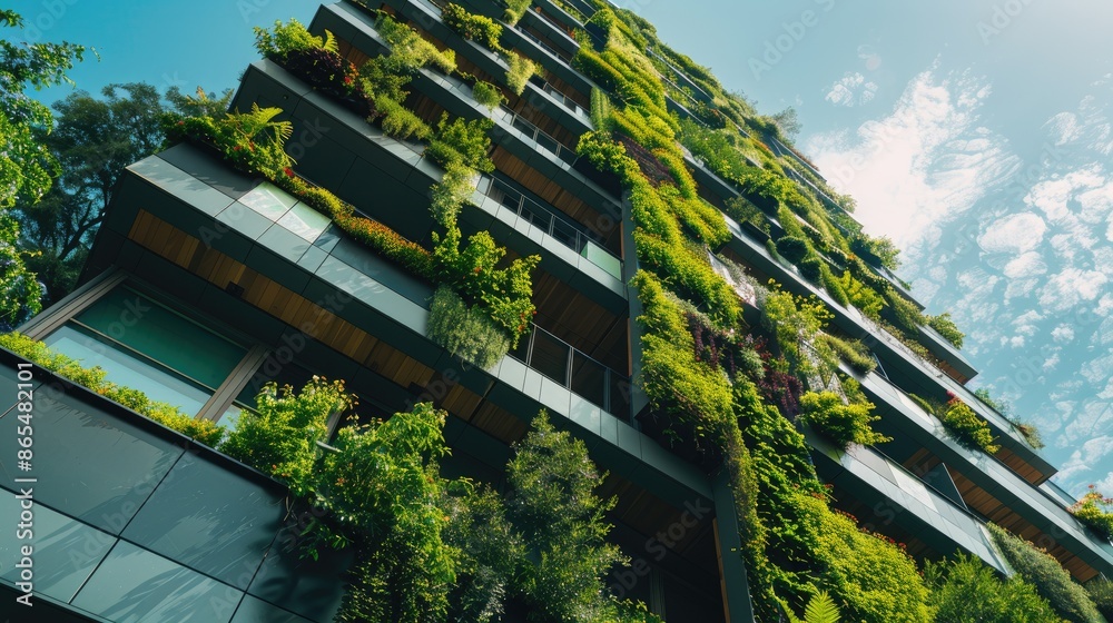 custom made wallpaper toronto digitalGreen architecture concept with vertical gardens and energy-saving features in a modern building.