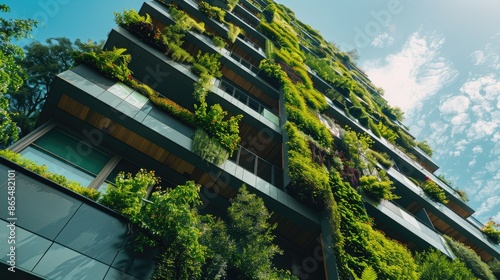 Wallpaper Mural Green architecture concept with vertical gardens and energy-saving features in a modern building. Torontodigital.ca