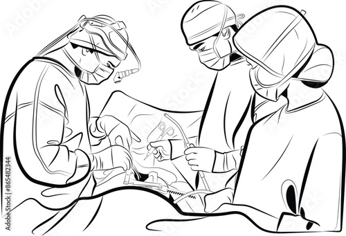 Surgeon Doctors doing surgery operation to the patient with critical condition.