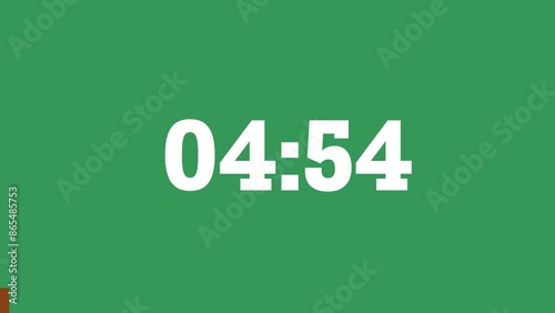 5 Minutes Countdown Timer White Numbers on a green Background