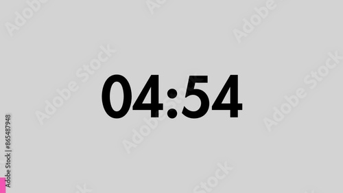 5 Minutes Countdown Timer Black Numbers on a grey Background