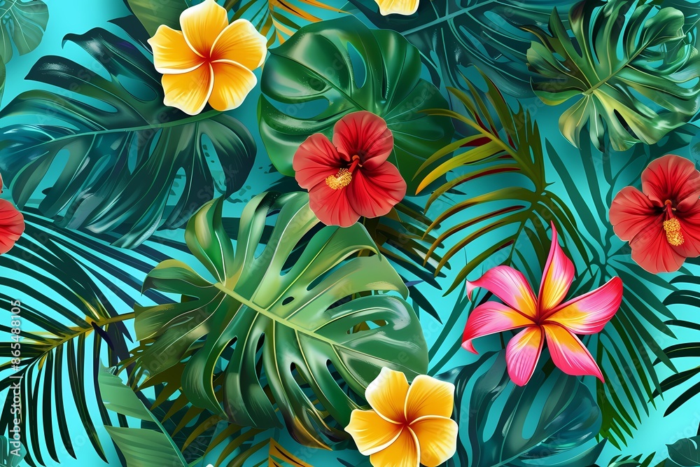 Tropical Leaf and Flower Pattern Tropical Leaf and Flower Pattern