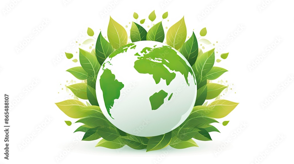 A green leafy globe with the South American continent in white A green leafy globe with the South American continent in white