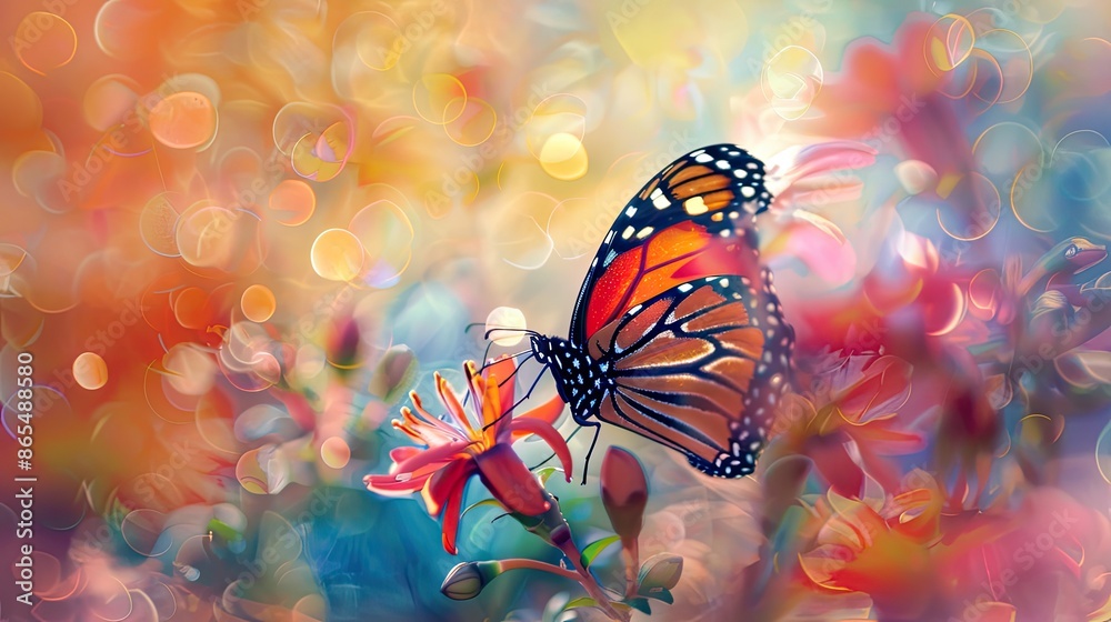Butterfly blossom nectar. Generative AI Butterfly blossom nectar. Generative AI