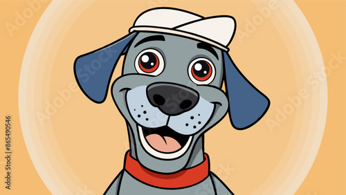 cute great dane face vector with hat and happy expression