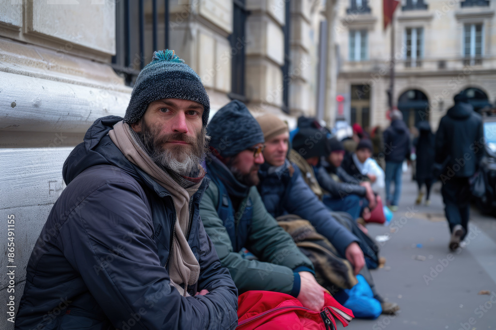 Fototapeta premium group of homeless people