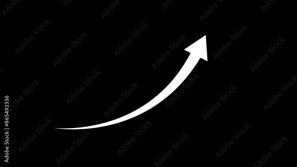 white arrow rising transparent channel.on a black background white arrow rising transparent channel.on a black background