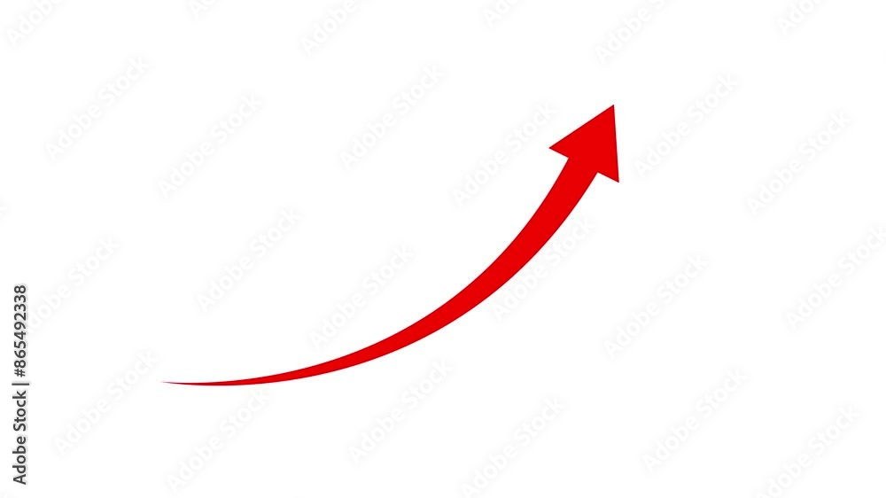 Red arrow rising transparent channel.on a whit background Red arrow rising transparent channel.on a whit background