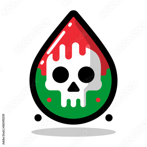 Icon with Palestinian Colors. Vector Illustration.