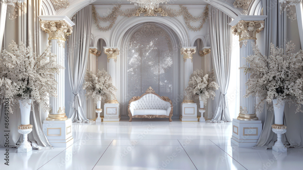 3D rendering backdrop classic empty podium for wedding on decoration and background classic 3D rendering backdrop classic empty podium for wedding on decoration and background classic