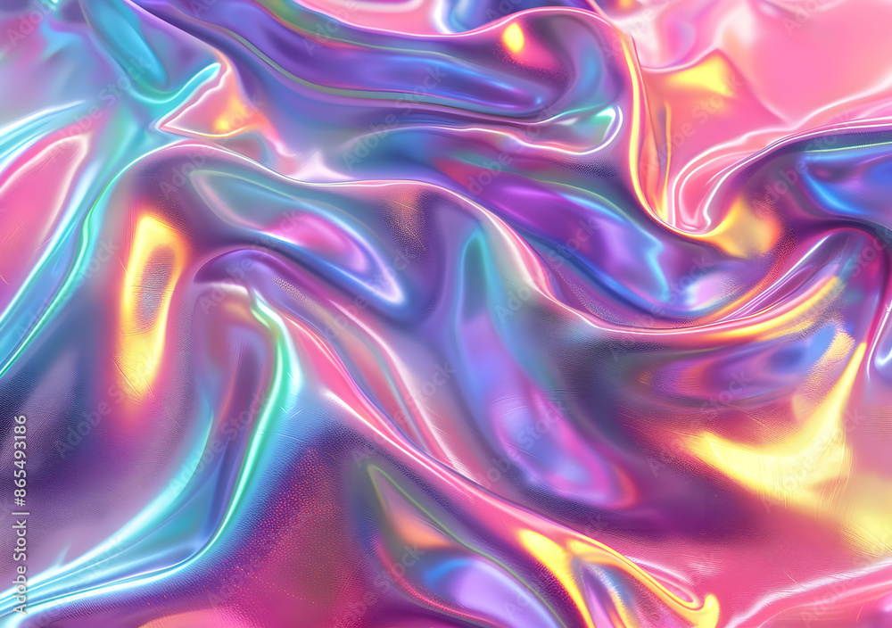 Abstract metallic holographic background with a chrome surface