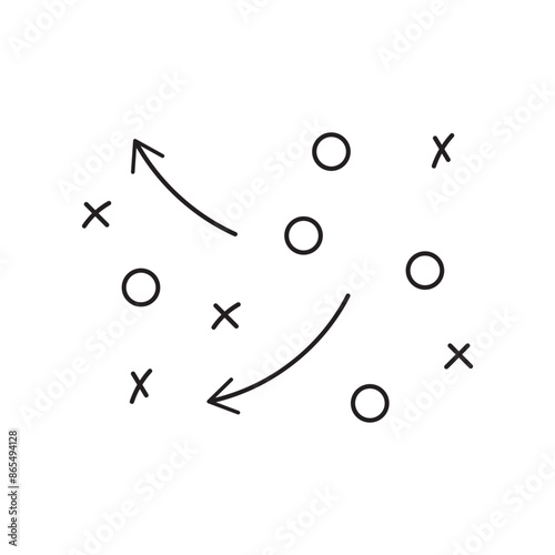 soccer tactics icon, game success strategy in football, scheme play, vector illustration on white background.