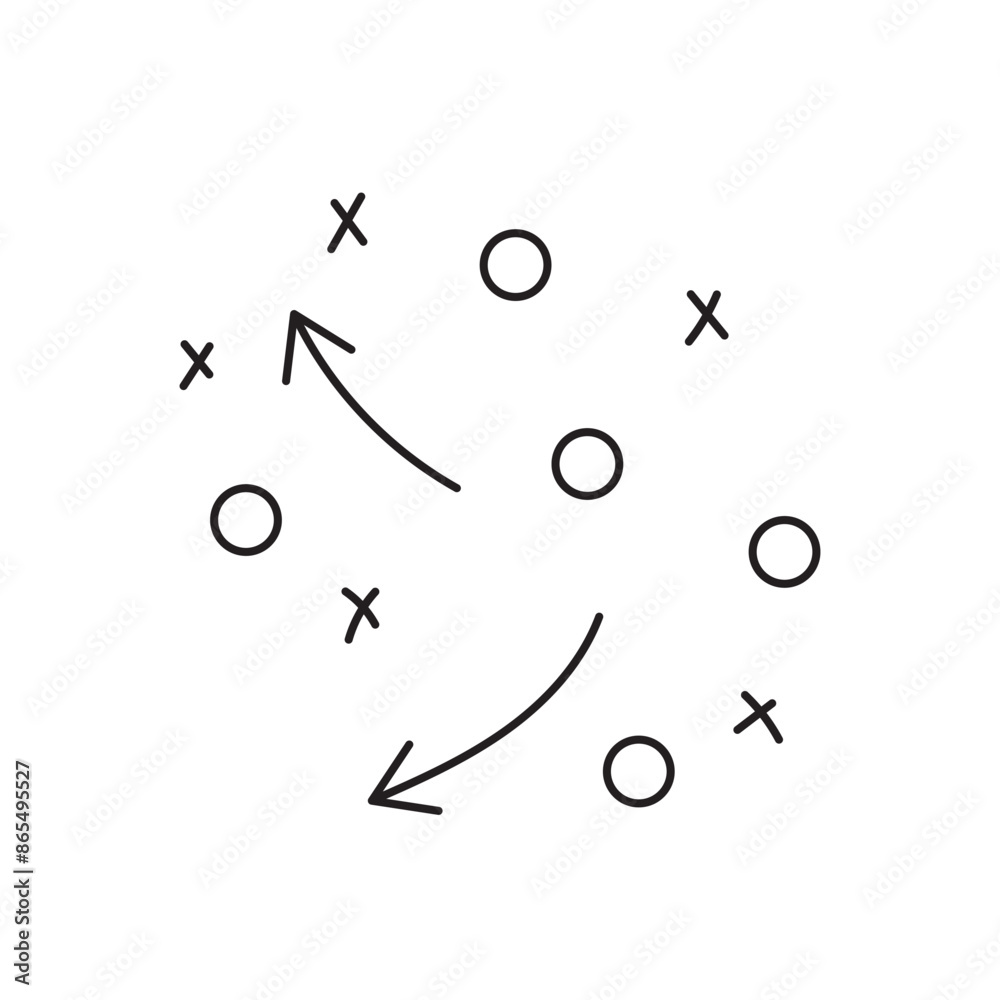 Sports tactics and strategy. Scheme of movement of team player